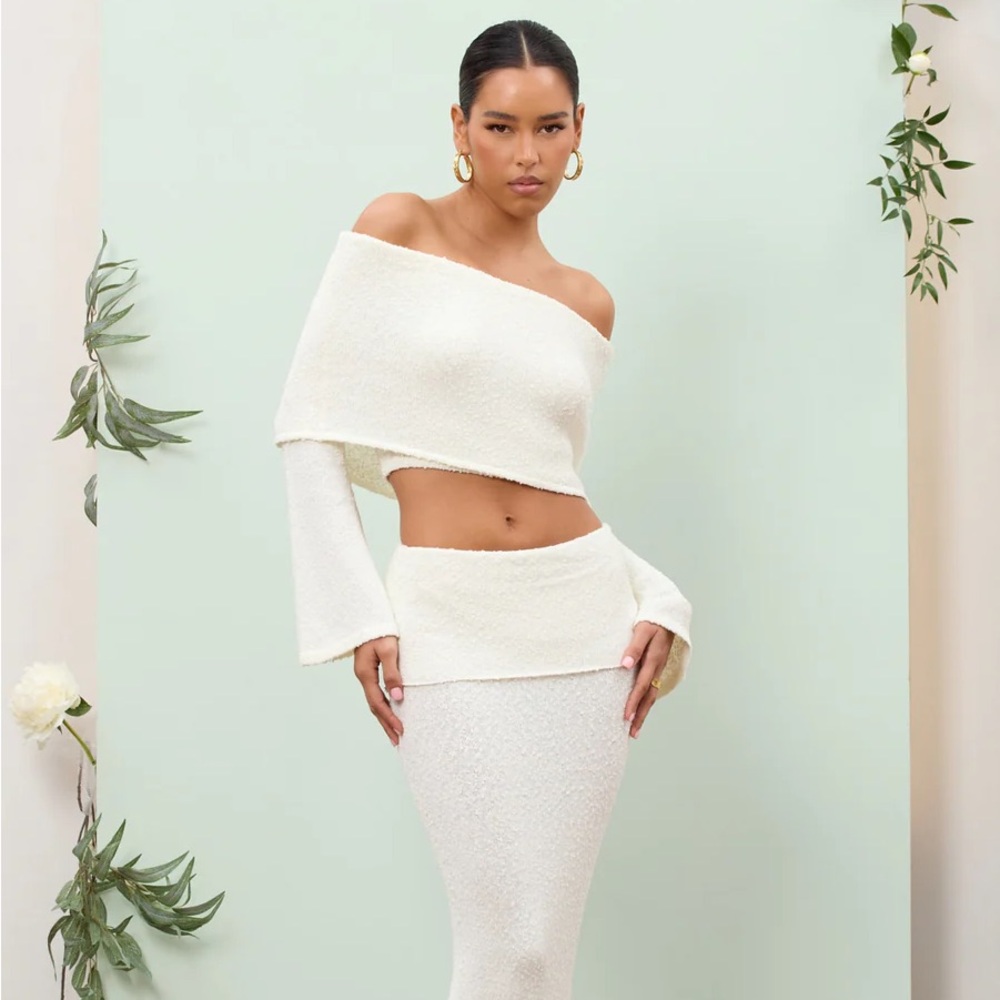 Wanderdoll Boucle Knit Co-Ord in Cream size XL